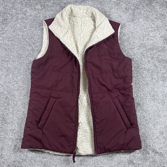 The North Face Jackets & Blazers - North Face Vest Womens Small Reversible Puffer Sherpa Zip Up Wine Purple